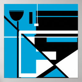 白黒幾何学模様抽象芸術(中青) ポスター