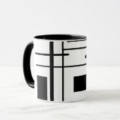 白黒幾何学的な形のコーヒー・マグ マグカップ (正面左)