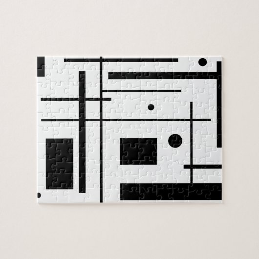 白黒幾何学的な形のジグソーパズル ジグソーパズル (横)