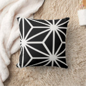 白黒幾何学的な星パターン クッション (ブランケット)