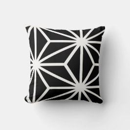 白黒幾何学的な星パターン クッション