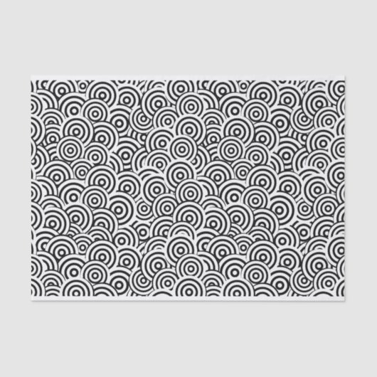 白黒幾何学的な渦巻のプリントのティッシュペーパー 薄葉紙 (正面)