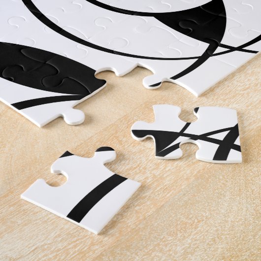 白黒幾何学的なOmの記号 ジグソーパズル (側面)