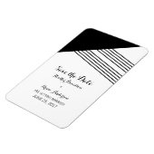 白黒幾何学的ストライプな日付磁石の保存 マグネット (左側)