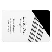 白黒幾何学的ストライプな日付磁石の保存 マグネット (横)