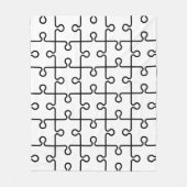 白黒幾何学的パズルピースレトロパターン フリースブランケット (正面)