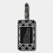 白黒幾何学的パターンカスタムモノグラム ラゲッジタグ (裏面縦)