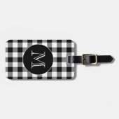 白黒幾何学的パターンカスタムモノグラム ラゲッジタグ (正面横)