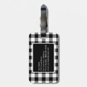 白黒幾何学的パターンカスタムモノグラム ラゲッジタグ (裏面縦)