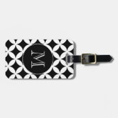 白黒幾何学的パターンカスタムモノグラム ラゲッジタグ (正面横)