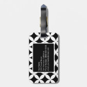 白黒幾何学的パターンカスタムモノグラム ラゲッジタグ (裏面縦)
