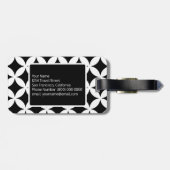 白黒幾何学的パターンカスタムモノグラム ラゲッジタグ (裏面横)