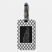 白黒幾何学的パターンカスタムモノグラム ラゲッジタグ (裏面縦)