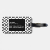 白黒幾何学的パターンカスタムモノグラム ラゲッジタグ (裏面横)