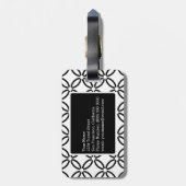 白黒幾何学的パターンカスタムモノグラム ラゲッジタグ (裏面縦)