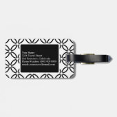 白黒幾何学的パターンカスタムモノグラム ラゲッジタグ (裏面横)