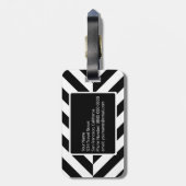 白黒幾何学的パターンカスタムモノグラム ラゲッジタグ (裏面縦)