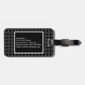 白黒幾何学的パターンカスタムモノグラム ラゲッジタグ (裏面横)