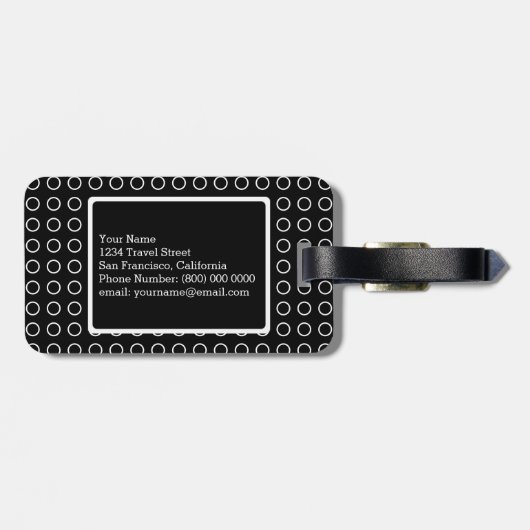 白黒幾何学的パターンカスタムモノグラム ラゲッジタグ (裏面横)