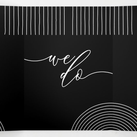 白黒幾何学的モダン線結婚画 三つ折りカード (内部中)