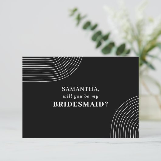 白黒幾何学的ラインアート私のブリーズメイド 招待状 (スタンド正面)