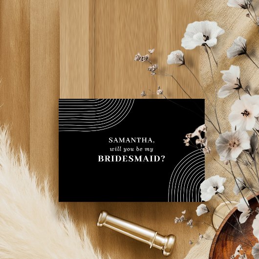 白黒幾何学的ラインアート私のブリーズメイド 招待状
