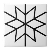 白黒幾何学的花セラミックタイル タイル (正面)