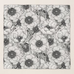 白黒庭園 スカーフ<br><div class="desc">イラストレーター描のAnemoneの花、シームレスなベクターパターン。</div>