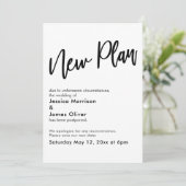 白黒延期結婚の新しいプラン更新カード 招待状 (スタンド正面)