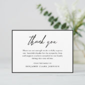 白黒弔問シンプル悔やみや弔慰葬儀 サンキューカード (スタンド正面)