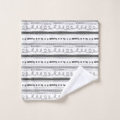 白黒引きスカンジナビアプリント バスタオルセット (ウォッシュタオル)