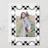 白黒引き抜き格子模様クリスマスフォト シーズンカード (正面)