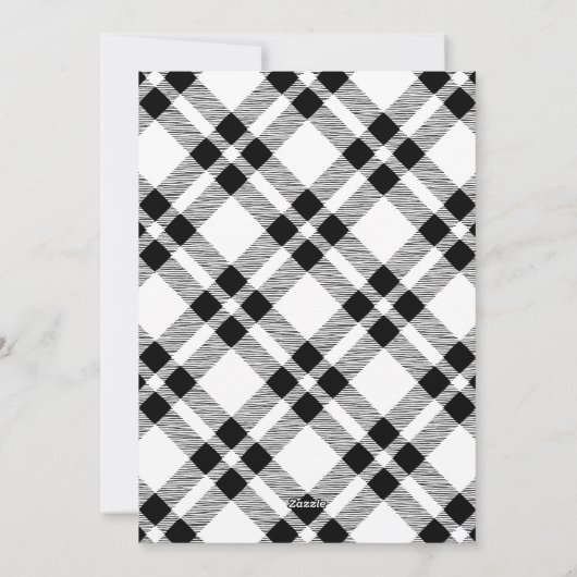 白黒引き抜き格子模様クリスマスフォト シーズンカード (裏面)