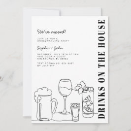 白黒引っ越し祝いパーティーパーティー 招待状