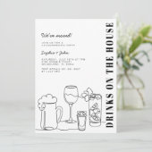 白黒引っ越し祝いパーティーパーティー 招待状 (スタンド正面)