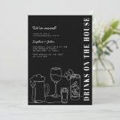 白黒引っ越し祝いパーティーパーティー 招待状 (スタンド正面)