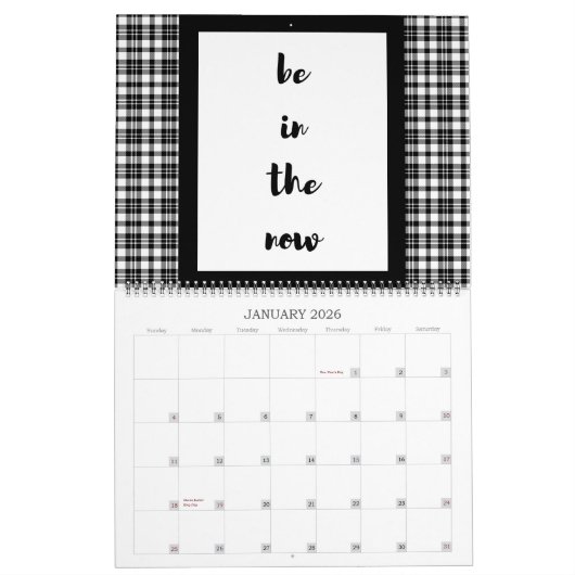 白黒引用文タイポグラフィ カレンダー (1月 2026)