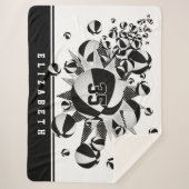 白黒彼女のスポーツルームバスケットボールの星 シェルパブランケット (正面)