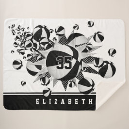 白黒彼女のスポーツルームバスケットボールの星 シェルパブランケット