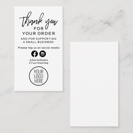 白黒御注文モダンありがとう 名刺 (正面/裏面)