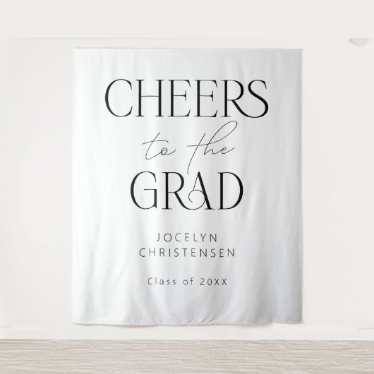 白黒応援からGrad Photo Backdrop タペストリー (正面)