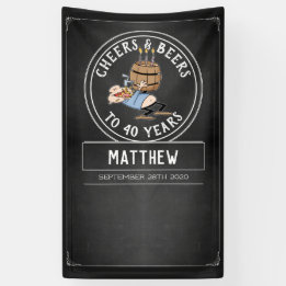 白黒応援とビール40歳の誕生日 横断幕