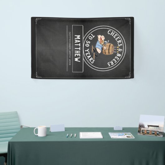 白黒応援とビール50誕生日 横断幕 (トレードショー)