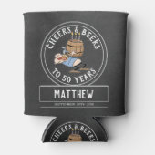 白黒応援とビール50誕生日 缶クーラー (正面)