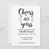 白黒応援～40歳の誕生日 招待状 (正面)