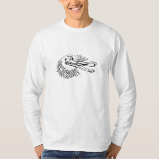 白黒怒っているキーウィの鳥の頭部の漫画 Tシャツ