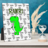 白黒怒のパターンで可愛いTレックス フォトプラーク (側面)