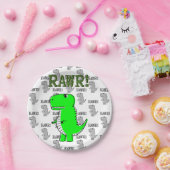 白黒怒のパターンで可愛いTレックス ペーパープレート (パーティー)