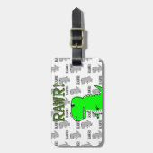 白黒怒のパターンで可愛いTレックス ラゲッジタグ (正面縦)