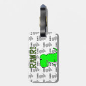 白黒怒のパターンで可愛いTレックス ラゲッジタグ (裏面縦)